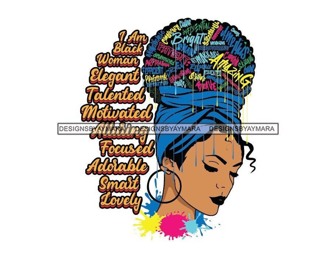 I Am Black Woman Talented Alluring Elegant Words Smart | Etsy