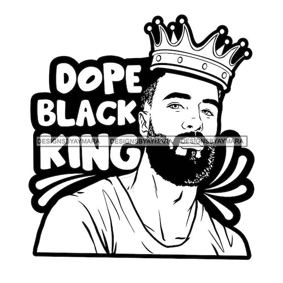 Dope Bearded Black King Black Man Crown King Afro Brother In Bw
