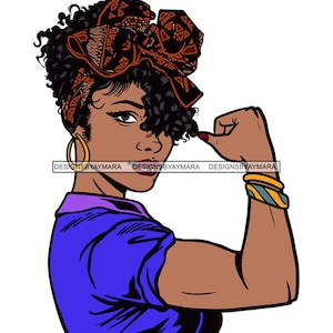 Melanin Woman Flexing Beauty Strong Female Hard Work Capable Success Proud Power Confident SVG JPG PNG Vector Clipart Cricut Cutting File