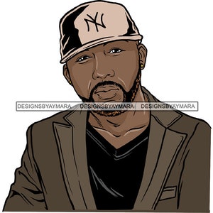 Handsome Man Face Bearded New York Hat  Adult Portrait  Attractive Joyful Positive Confident  SVG JPG PNG Vector Clipart Cricut Cutting File