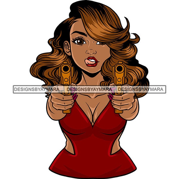 Latina Gangster Woman Handguns Gun Mafia Crime Mobster Thug Crime Boss Lady Gangland Femme Mobster SVG PNG JPG Cricut Print Cutting Designs