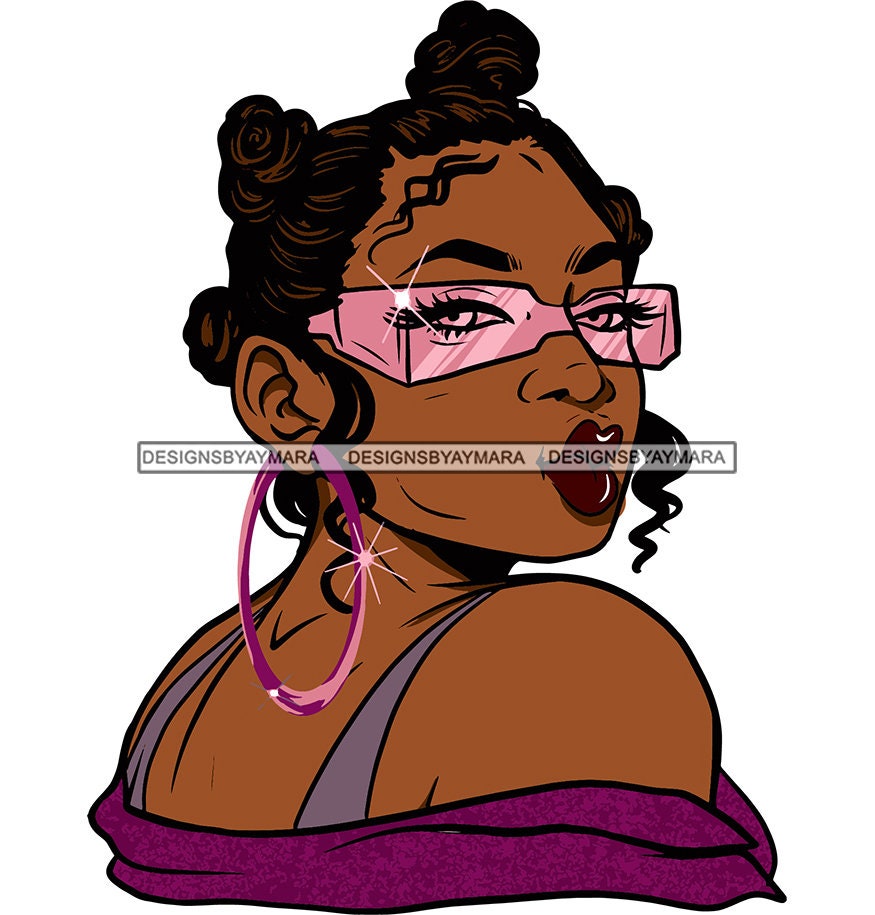 Urban Pretty Woman Queen Short Hair Glasses Smart Beautiful Melanin Clever Female Lady Flow SVG . Jpg. PNG Vector Clipart Cricut Cut Cutting