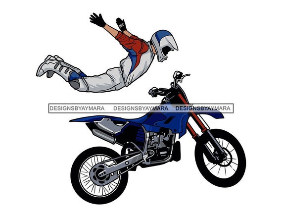Flying Dirt Bike Jumping Sport Motocross Biker Man Motorcycle