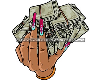 Man Hand Holding Money Stack Pink Dripping Paid in Full Dollar - Etsy