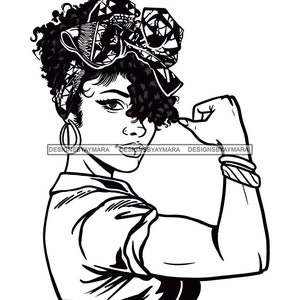 Melanin Woman Flexing Beauty Strong Female Hard Work Capable Success Proud Power Confident SVG JPG PNG Vector Clipart Cricut Cutting File