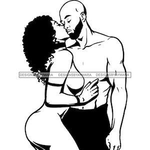 BLACK LOVE With HQ Black Frame Line Art, Couple Line Art, Love, Couple in  Love, Black Couple, Couples, Face to Face Illustration, African 