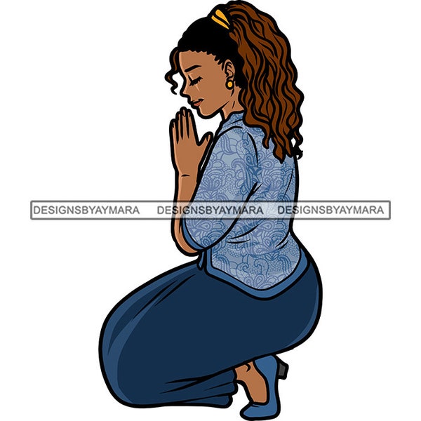 Reverent Woman Kneeling Praying God Prayers Prayerful Worship Believer Christianity Holy Lady Church SVG PNG JPG Cricut Print Cutting Design