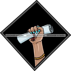 Mujer Mano Graduación Diploma College High School Achievement Smart Celebration SVG JPG PNG Vector Designs Clipart Cricut Silhouette Cutting