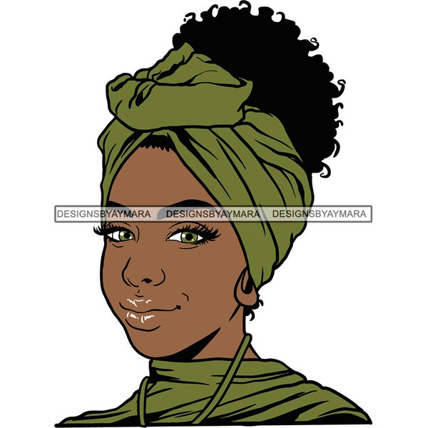 Black Classy Woman Turban Glamour Goddess Diva Confident Magnificent Angelic Charming Smart SVG JPG PNG Vector Clipart Cricut Cutting Fileg