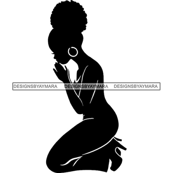 Afro Woman Praying Queen Diva Melanin Popping African American Female Lady Latina Flow SVG .JPG .PNG Vector Clipart Cricut Cut Cutting