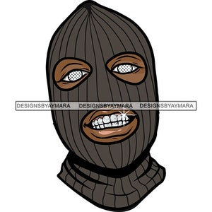 Gangster Black Man Ski Mask Portrait Burglar Diamond Teeth Street Dope ...