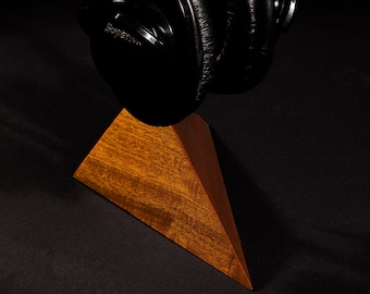 Contemporary Single Pyramid Headphone stand made of Mahogany by M-ski