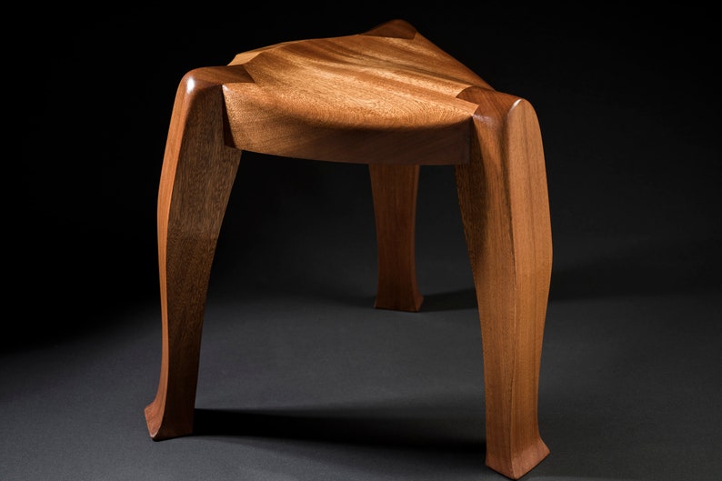 Premium Three-legged Guitar Stool / piano stool made of Mahogany by M-ski image 2