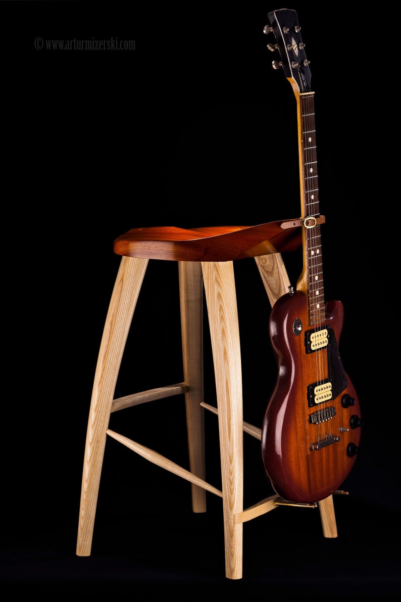 Guitar stool / guitar stand wood African Mahogany and Ash Etsy