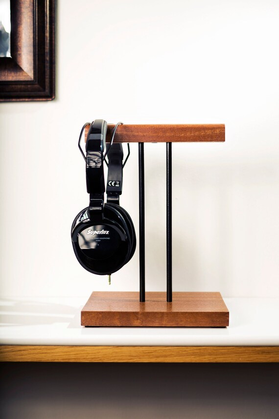 Headphone Stand Wood Steel and Wood Headphone Holder Makes Great