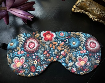Sleep mask, sleep goggles, beautiful flowers, elegant, blue, wellness, spa, sleep in the dark, relaxation - beauty - travel - face mask - gothic