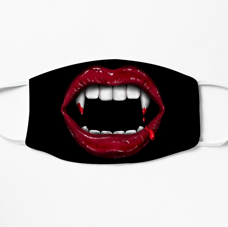 Vampire Face Mask Lips Reusable Face Mask With Side Pocket Etsy