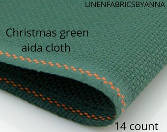 Celadon Green 14 Count Zweigart Aida cross stitch fabric various size options