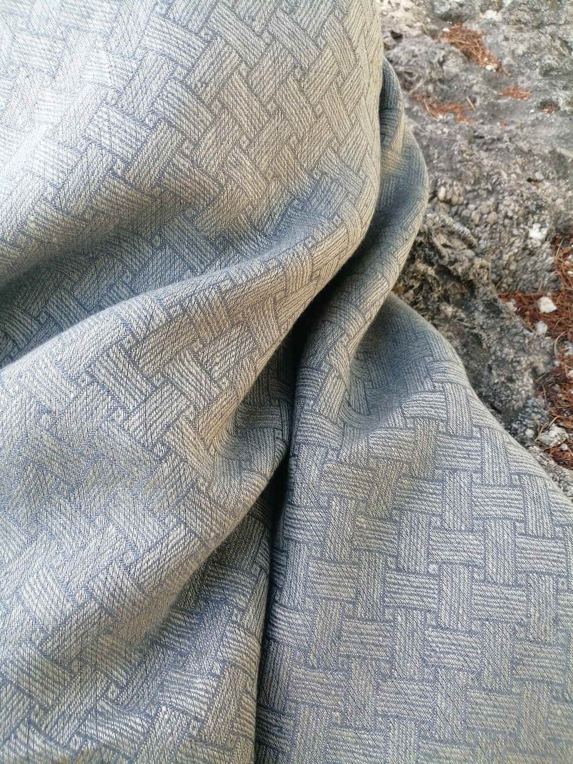 Gray linen fabric 150 cm ribbed fabric for curtains and Etsy