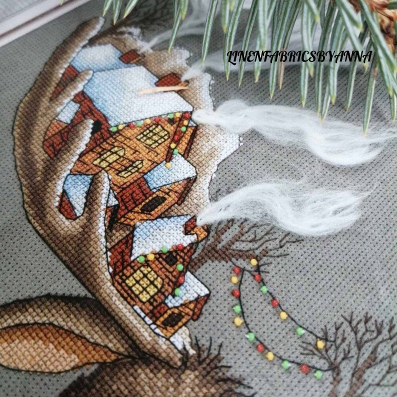 beginner hand embroidery kit modern cross stitch Christmas cross stitch kit wall decor Christmas holiday Christmas cross stitch decor