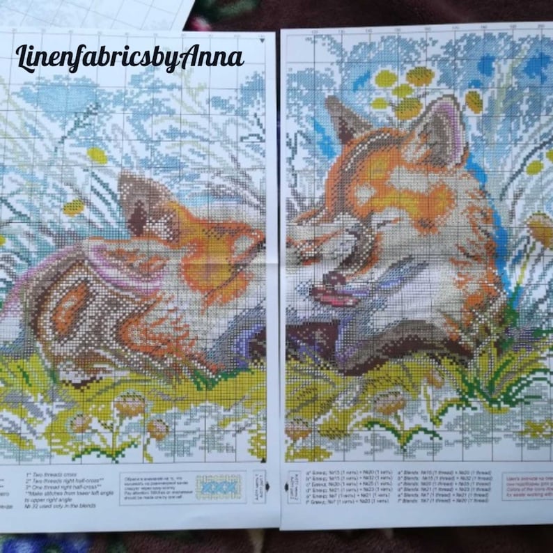 foxes cross stitch embroidery kit beginner hand embroidery kit Animal embroidery kit modern hand embroidery materials included gift
