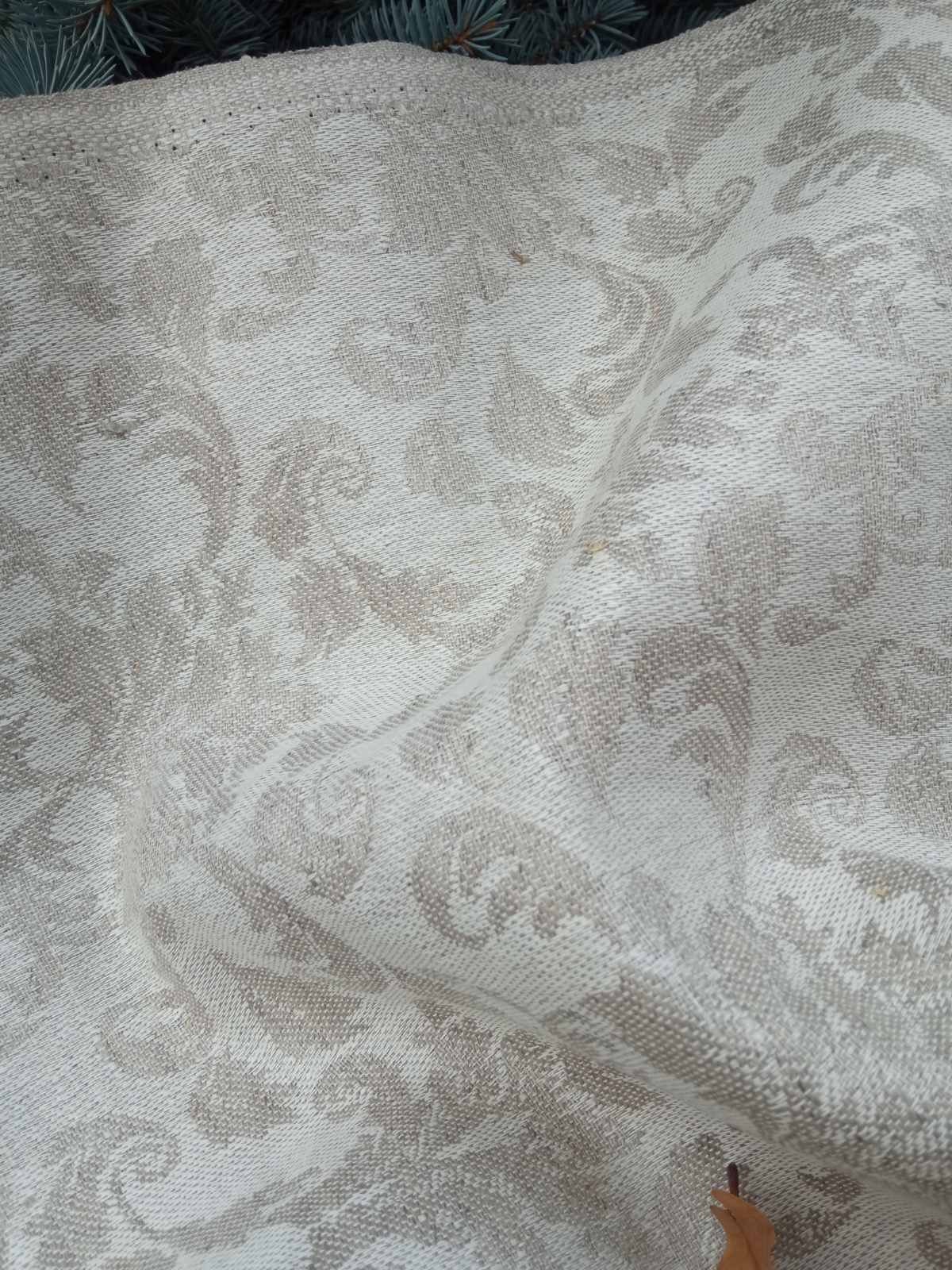 Jacquard fabric jacquard linen cotton fabric beige softened Etsy