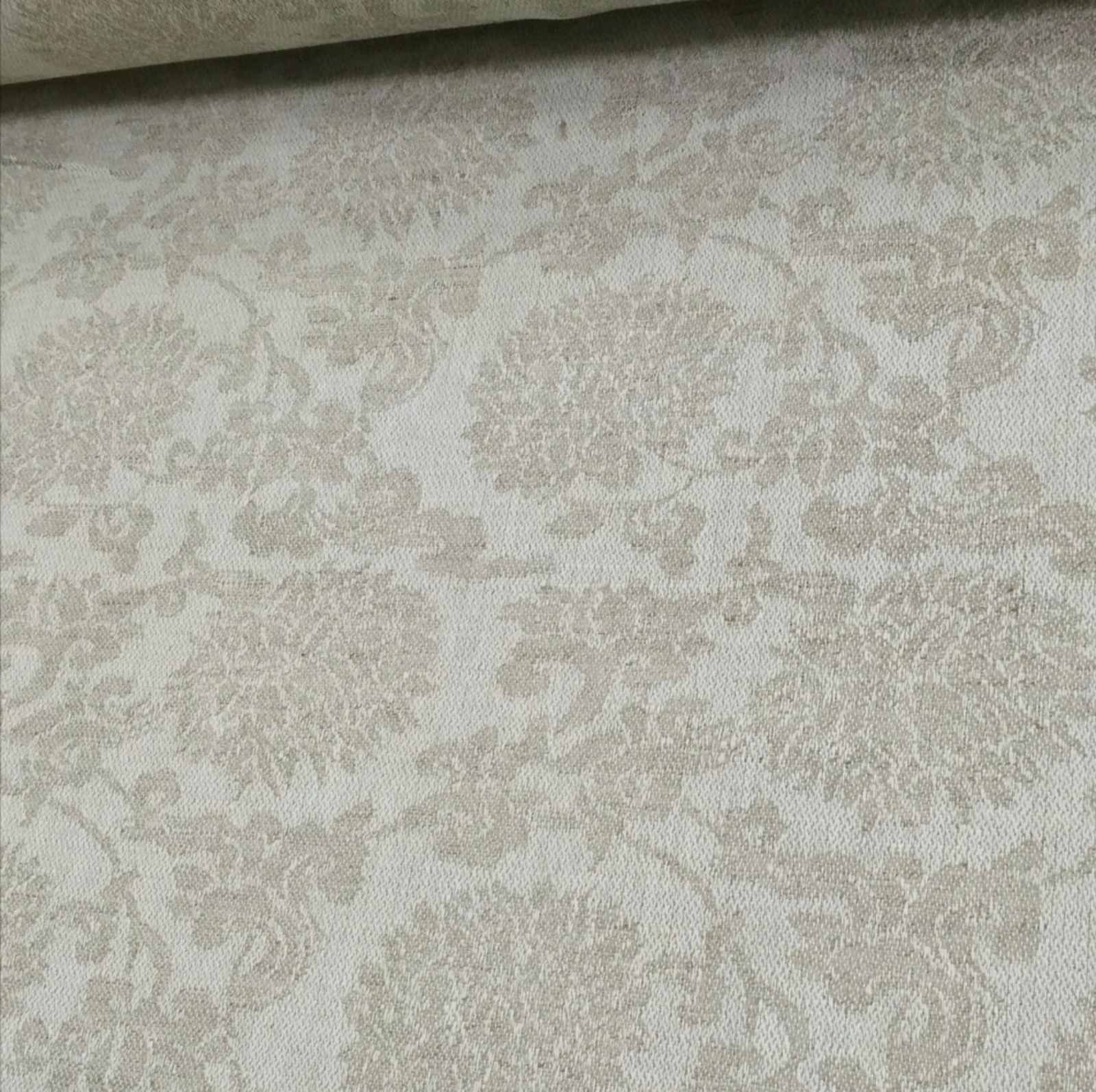Jacquard fabric jacquard linen cotton fabric beige softened Etsy