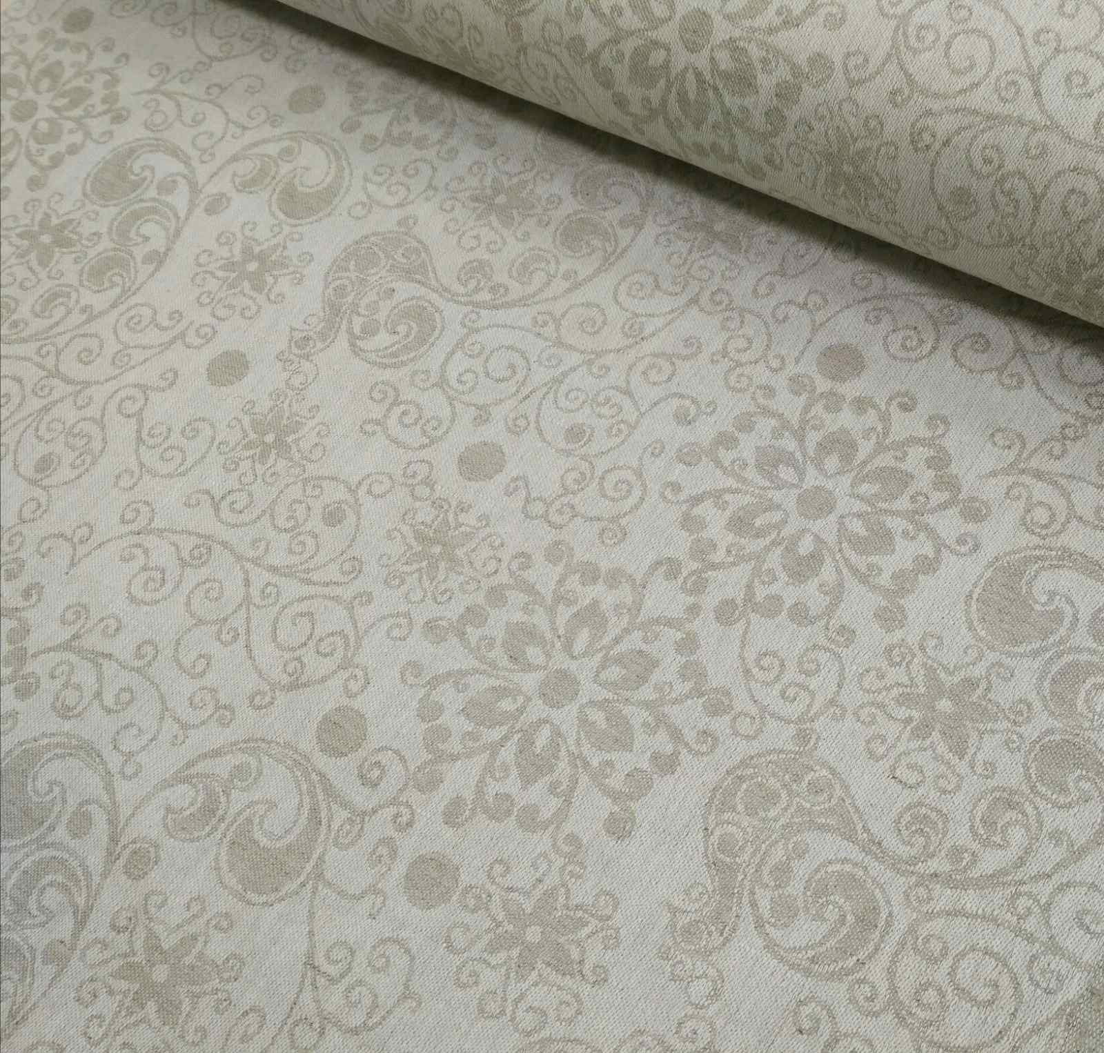 Jacquard fabric jacquard linen cotton fabric beige softened Etsy
