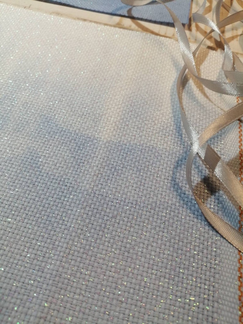 Azure Hand Dyed Aida Cloth Glitter Aida Fabric 14 Count Etsy