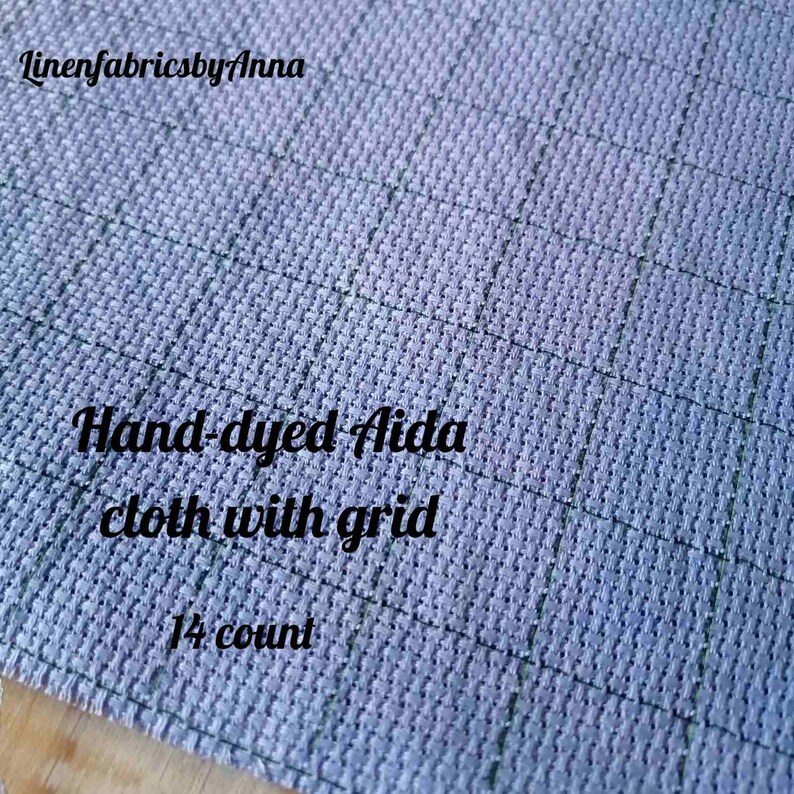 Hand dyed aida cloth purple aida fabric 11 count with grid Etsy