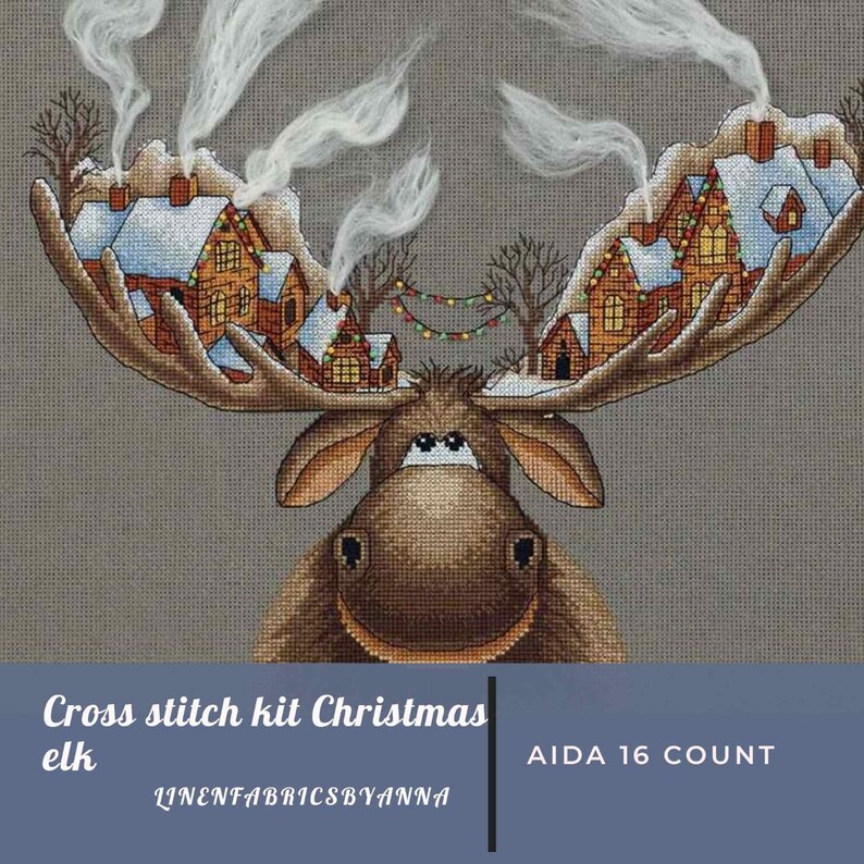 beginner hand embroidery kit modern cross stitch Christmas cross stitch kit wall decor Christmas holiday Christmas cross stitch decor