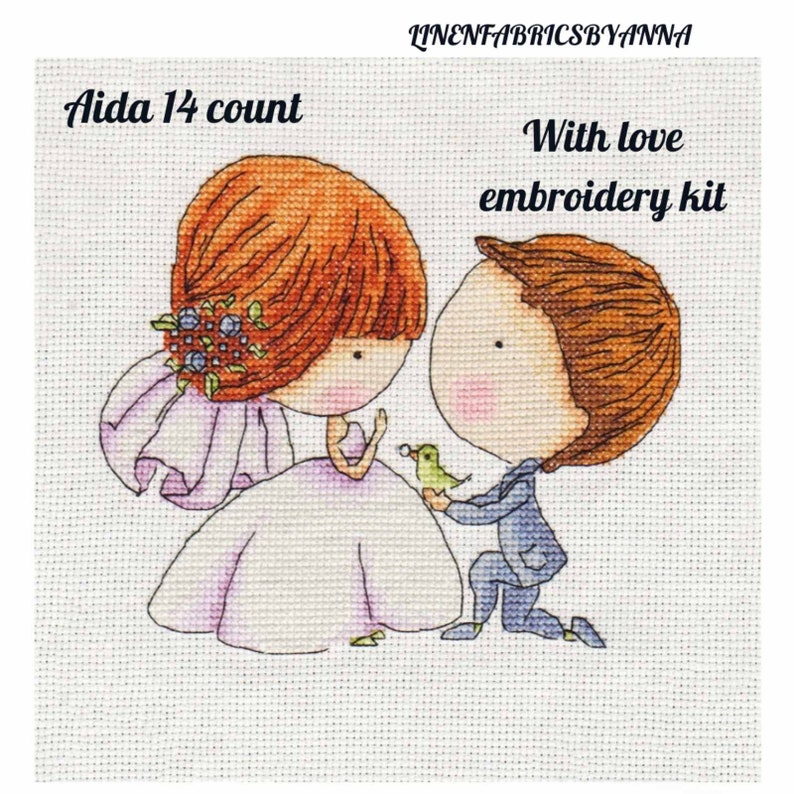 Embroidery kit wedding lovers love cross stitch kit mother/'s day gift modern hand embroidery beginner embroidery materials included