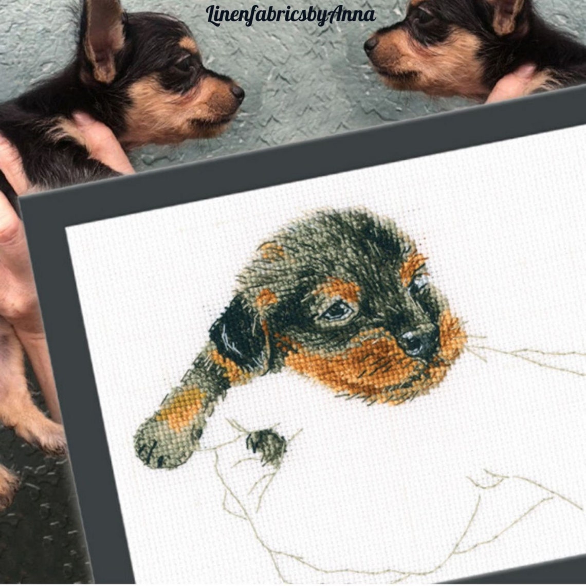 AxiangziK Kreuzstich Set Dackel Motiv - Vorgedruckte Leinwand 40x50cm Für Anfänger