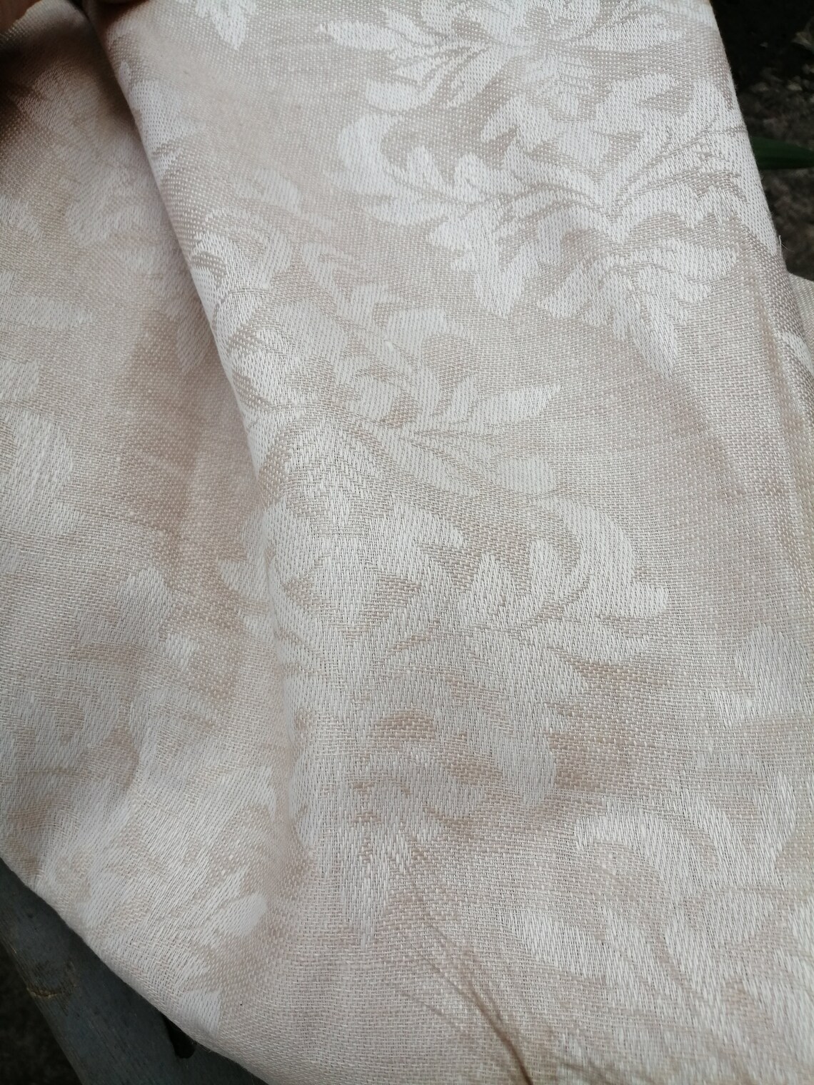 Ornamented floral jacquard linen fabric 150 cm wide flax Etsy