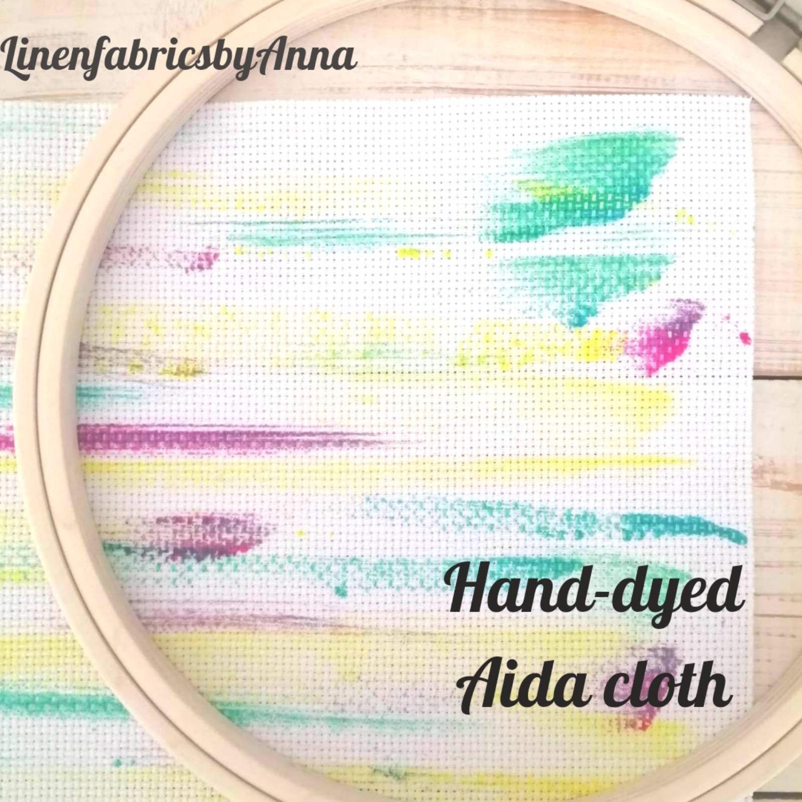 Hand dyed aida cloth aida fabric 14 count white cotton aida Etsy