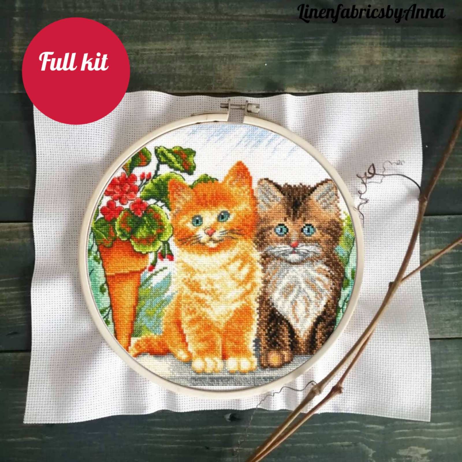 Cat embroidery kit modern hand embroidery cats cross stitch Etsy