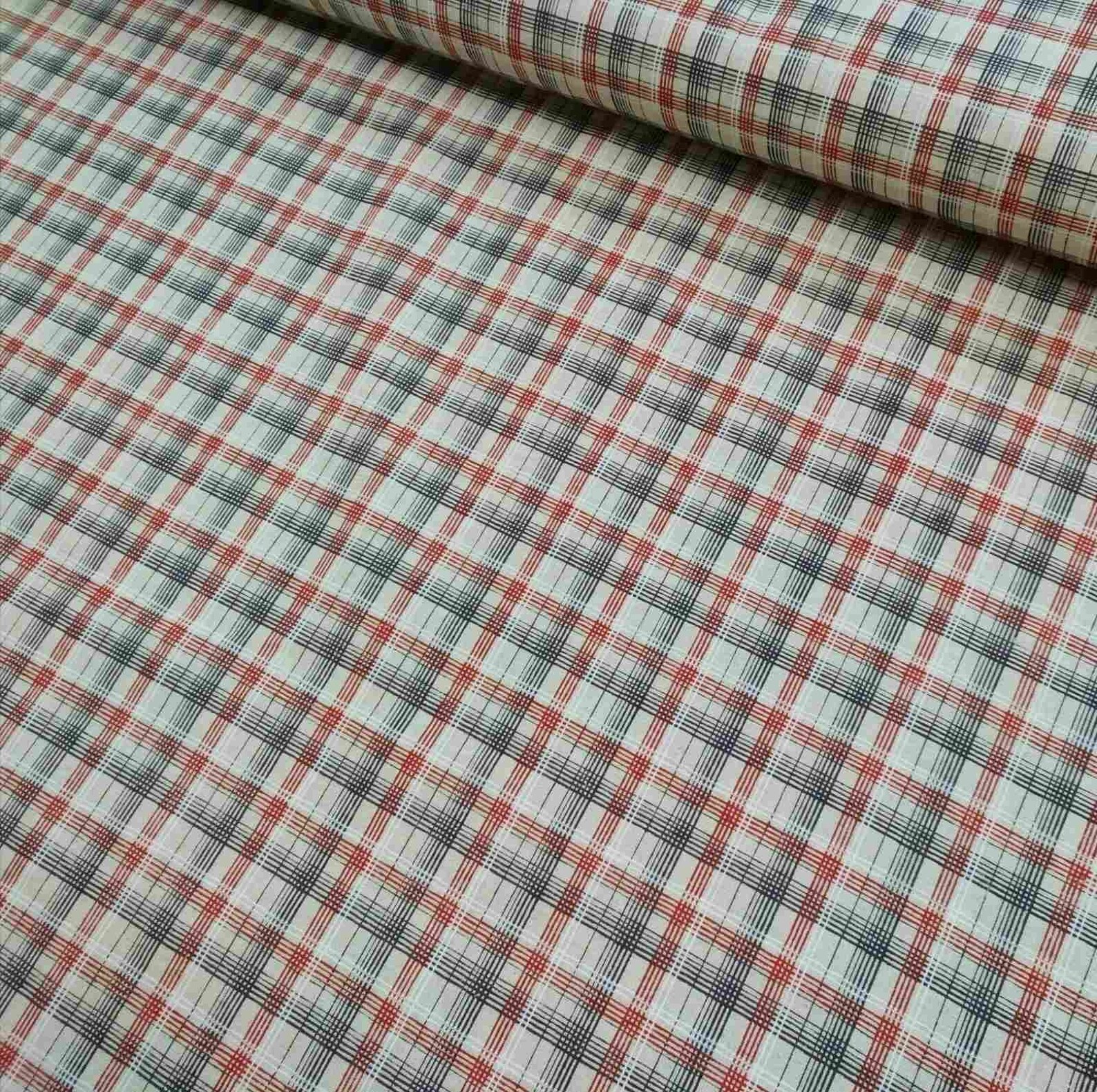 Checked Red Linen Cotton Fabric 59 Inches Red Linen for Etsy