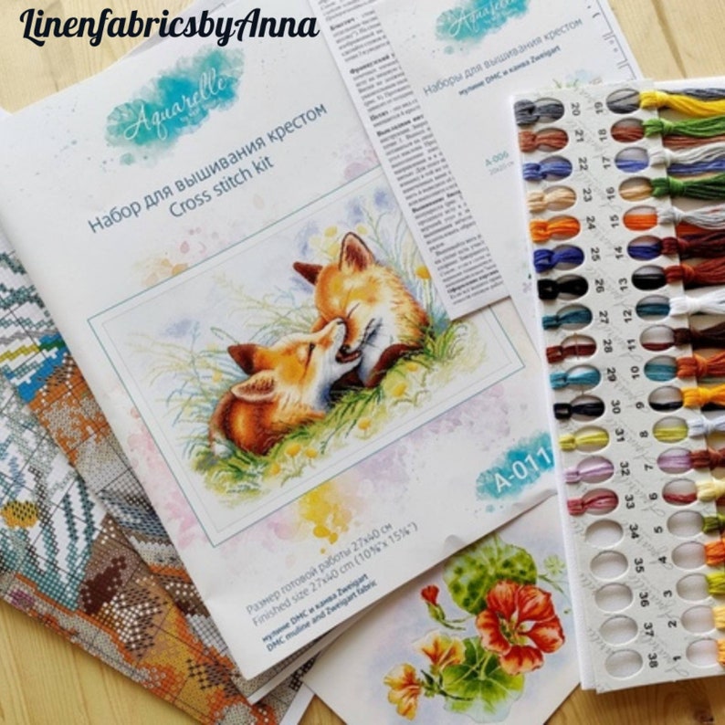 foxes cross stitch embroidery kit beginner hand embroidery kit Animal embroidery kit modern hand embroidery materials included gift