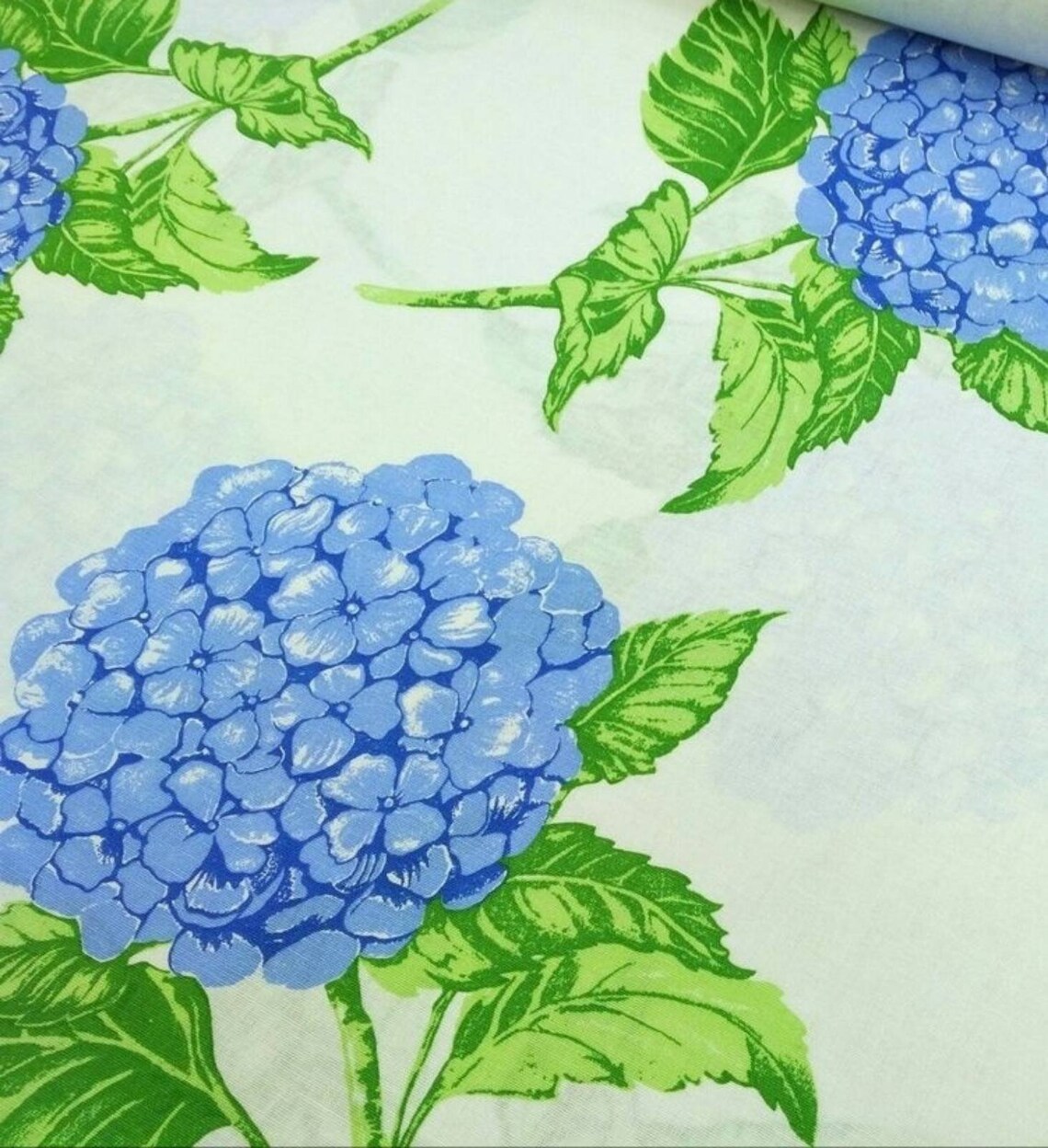Floral print linen cotton fabric 59 in hydrangea fabric Etsy