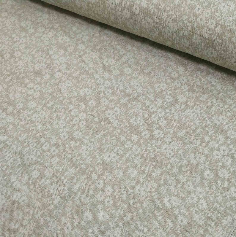 Jacquard fabric jacquard linen cotton fabric beige softened Etsy