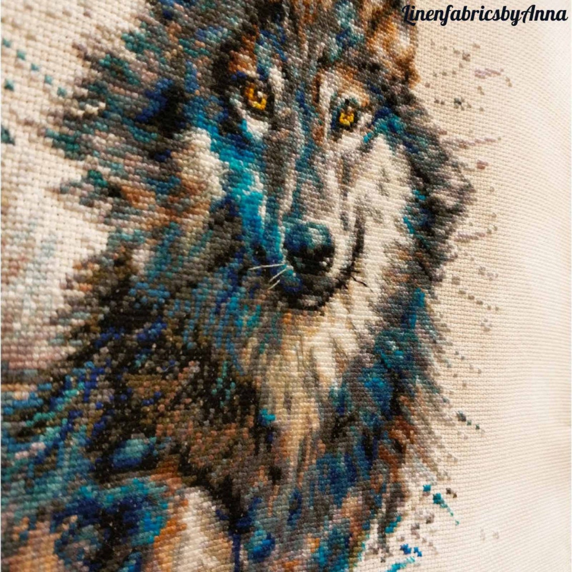 Animal embroidery kit modern hand embroidery wolf cross Etsy