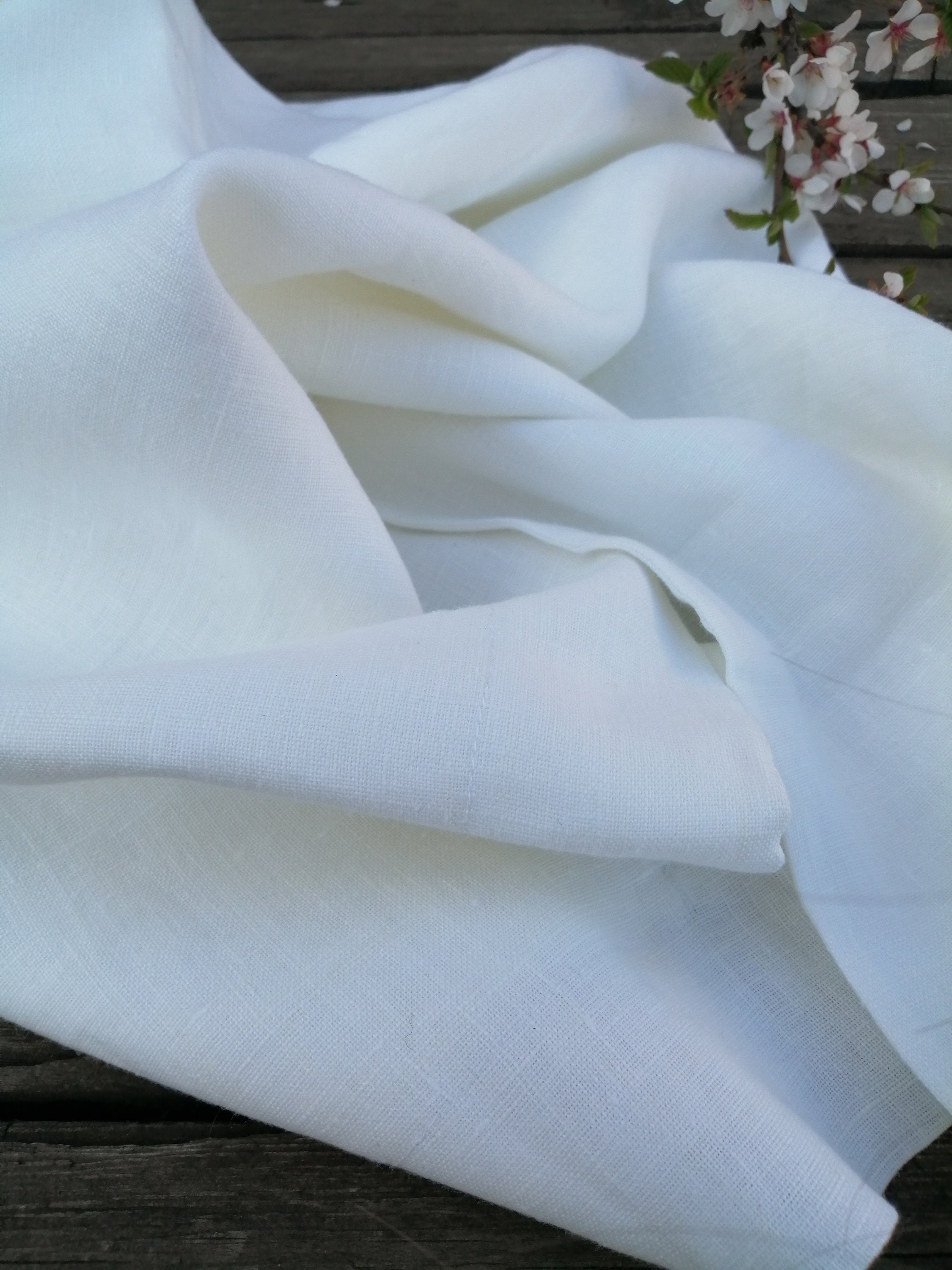 Natural White Linen Fabric Wide 150 Cm59 Inches Flax Linen Etsy