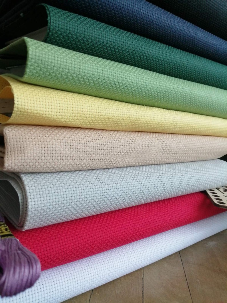Cotton aida fabric for cross stitch fabric for embroidery Etsy