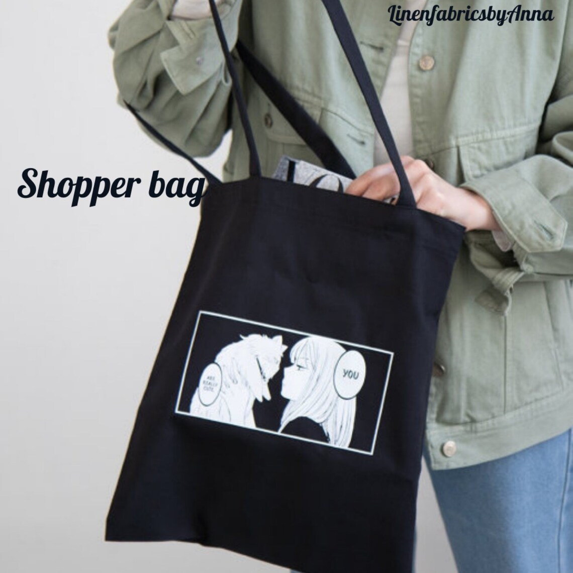 Tote bag shoulder bag canvas tote bag anime bag anime Etsy