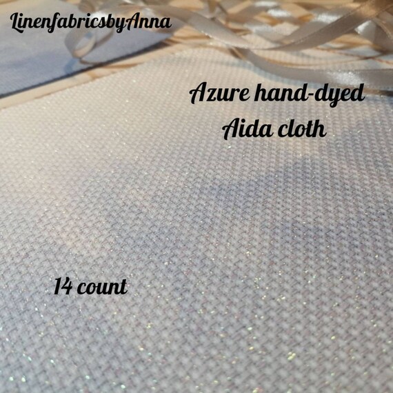 Azure Hand Dyed Aida Cloth Glitter Aida Fabric 14 Count Etsy