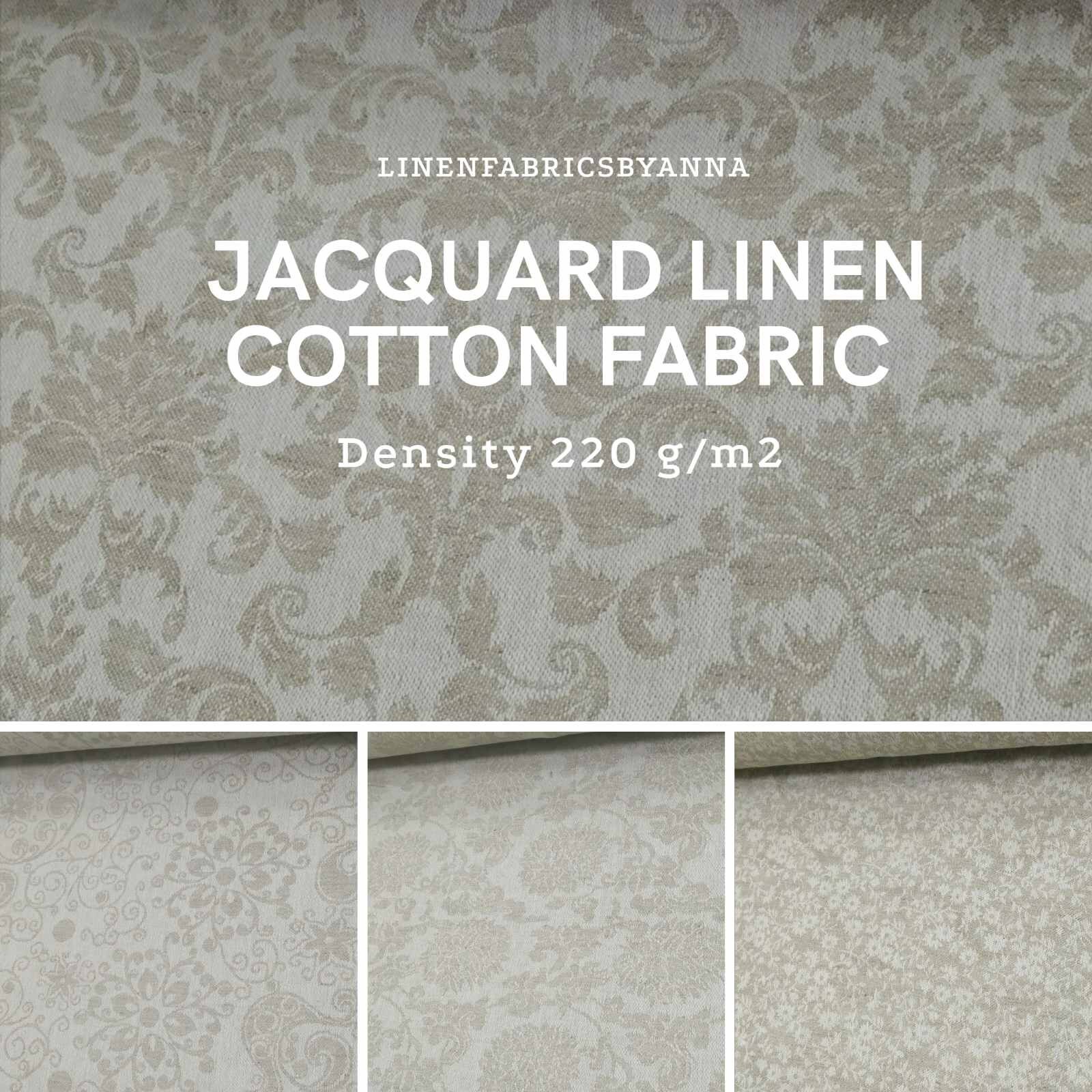 Jacquard fabric jacquard linen cotton fabric beige softened Etsy
