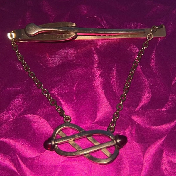 Vintage Hickok Chain Tie Bar Clip  Infinity Symbol