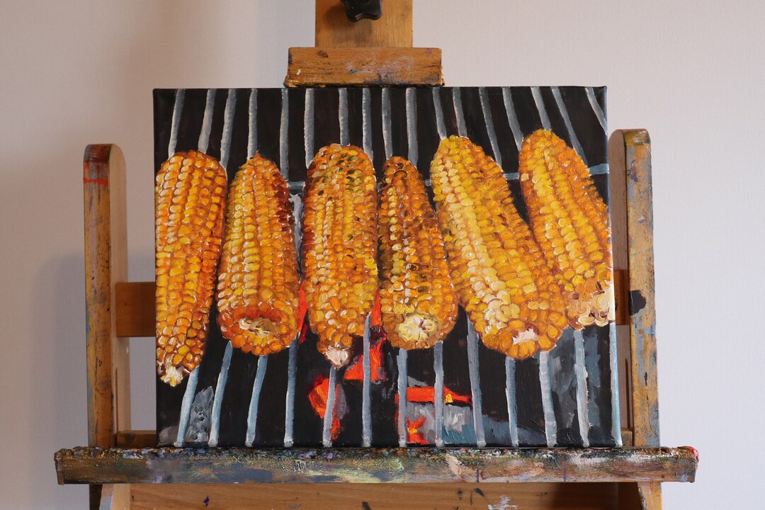 Corn Painting Original Art Vegetable Oil Painting Kitchen Etsy