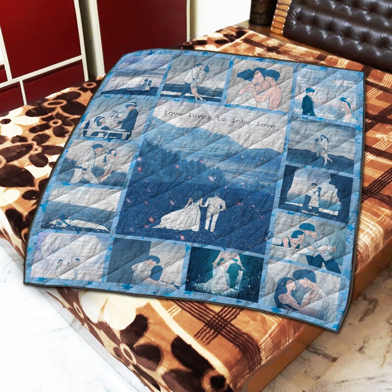 Love Loves To Love Love FleeceSherpadMink Quilt Blanket GiftChristmasBirthday Present Made in US