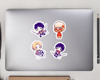 Ataque al titán Mikasa,Levi,Annie pegatinas